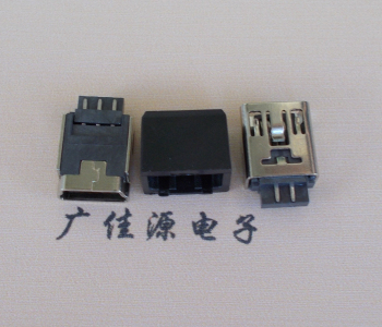 浙江MINI USB 5Pin接口 带护套焊线母座 B型180度铜壳