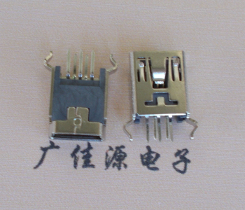 浙江MINI USB5p母座|B型口180度|直插弯脚
