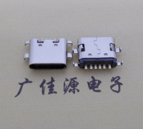 浙江简易充电type c6P母座沉板1.6mm接口