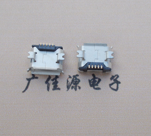 浙江Micro USB 5PIN接口,B型垫高0.9mm鱼叉脚贴片雾锡卷边
