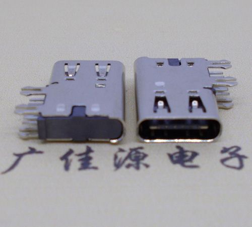 浙江侧插USB3.1接头座子.90度type-c母座.6p侧插连接器